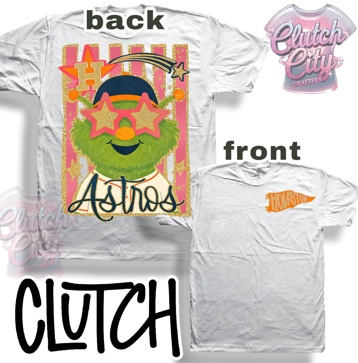 Orbit Glitzy on White Tee