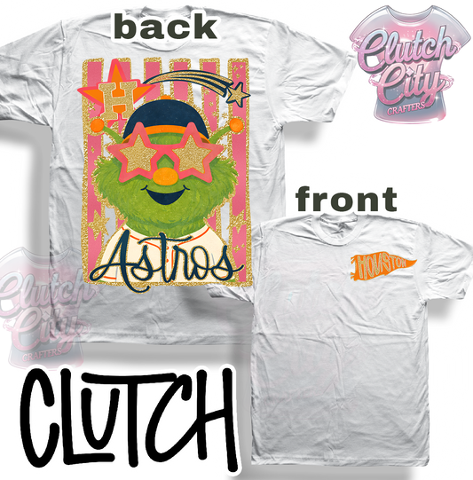 Orbit Glitzy on White Tee