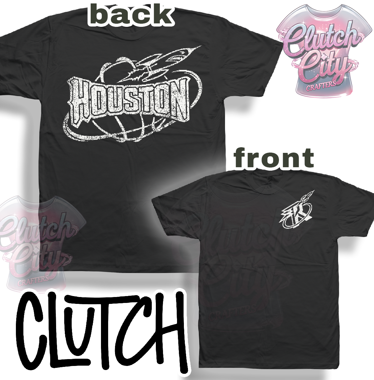 Rockets Black Tee White ink