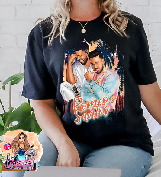 Romeo Santos 2 faces BLACK TEE