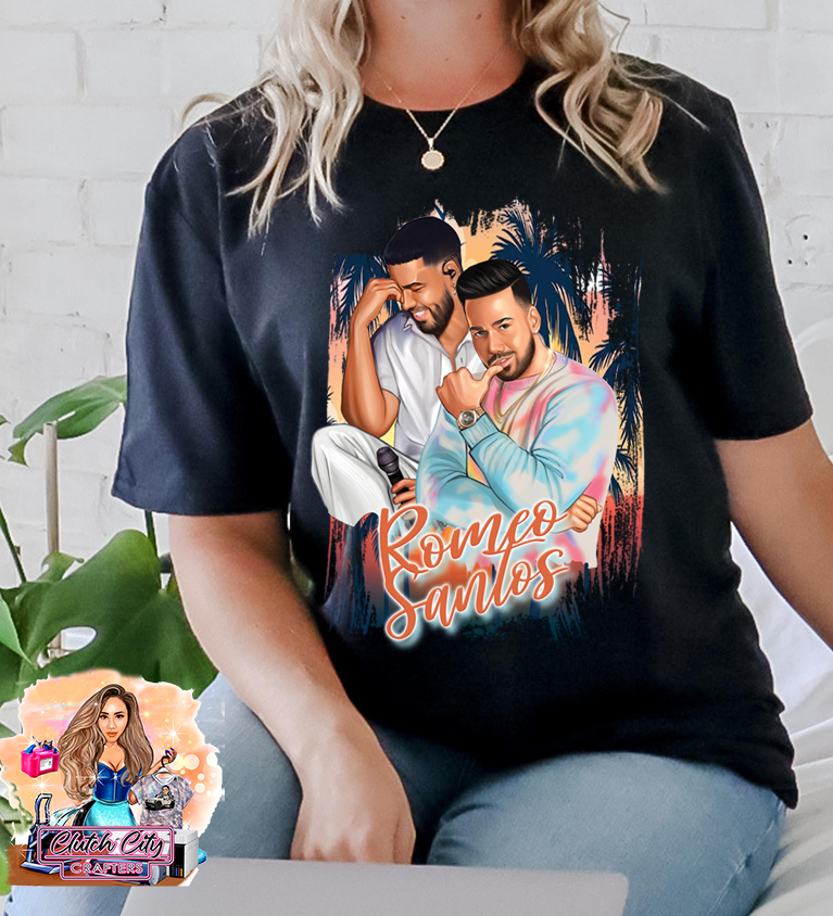 Romeo Santos 2 faces BLACK TEE- Clearance RTS