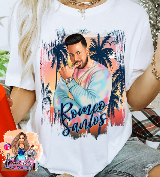 Romeo Santos Palm Trees White Tee