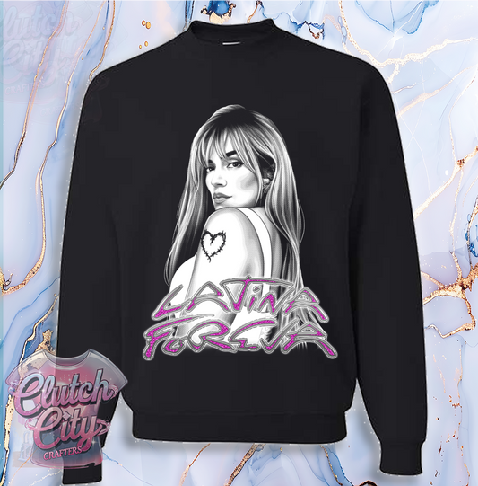 Latina Foreva Black Sweatshirt Pink font