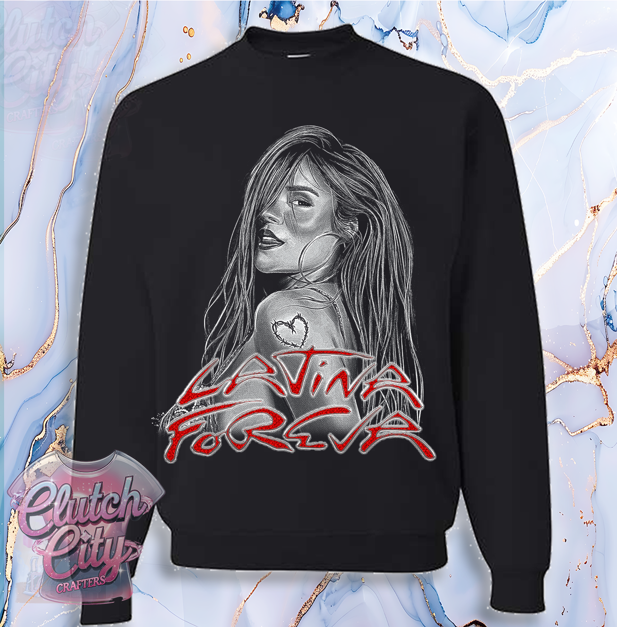 Latina Foreva Black Sweatshirt red font