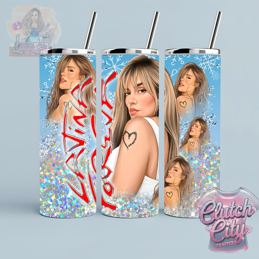Latina Foreva Tumbler #2 Blue Glitter Snowflakes