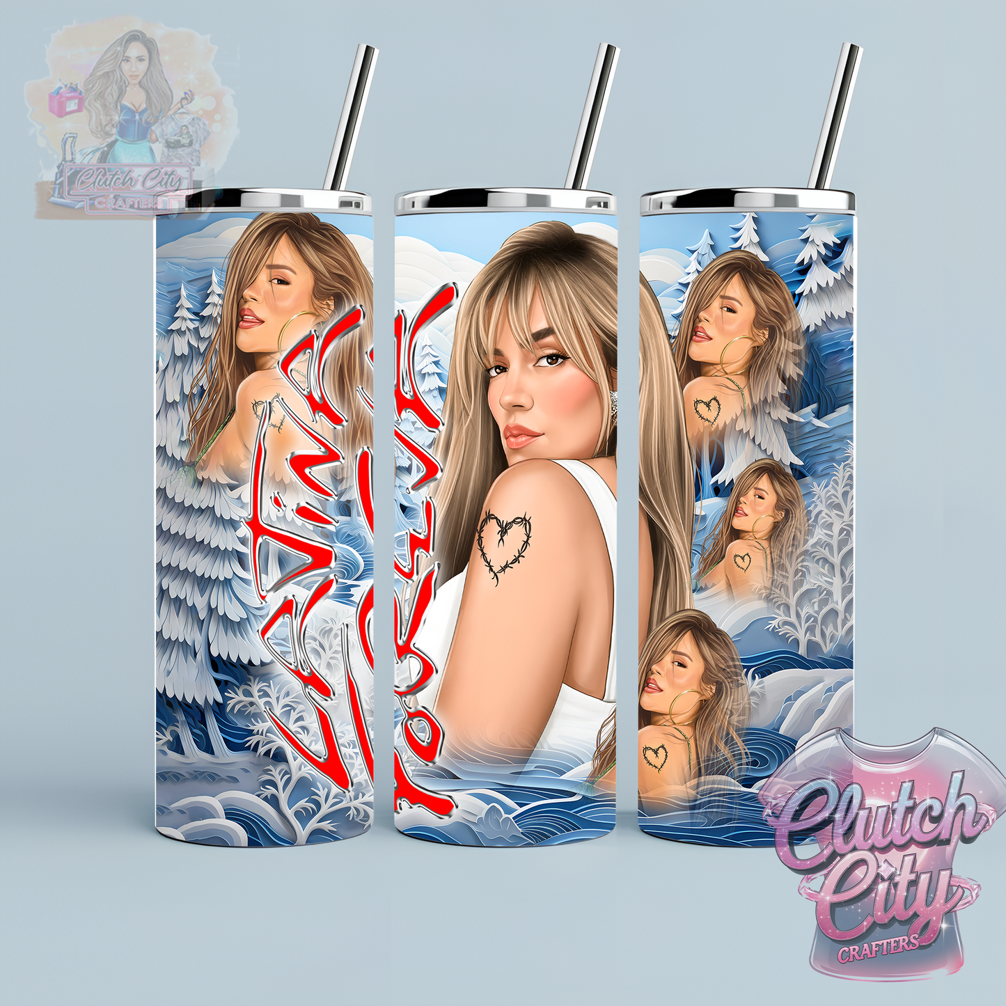 Latina Foreva Tumbler #3 Blue Snow Trees