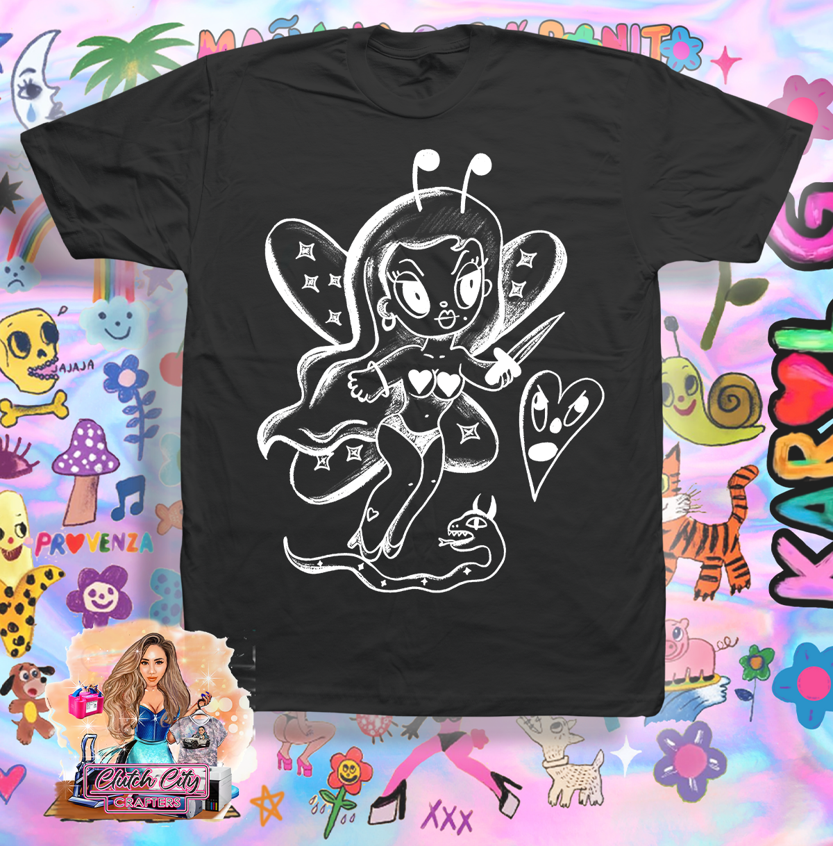 KarolG White Fairy Black Tee