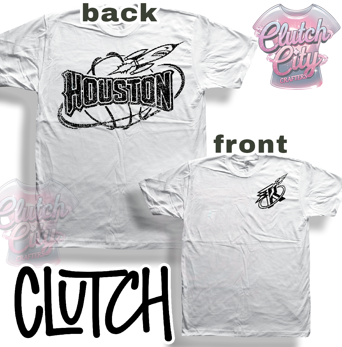 Rockets White Tee BLACK ink