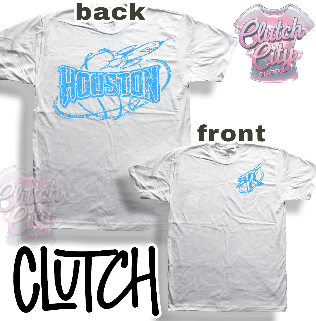 Rockets White Tee Blue ink