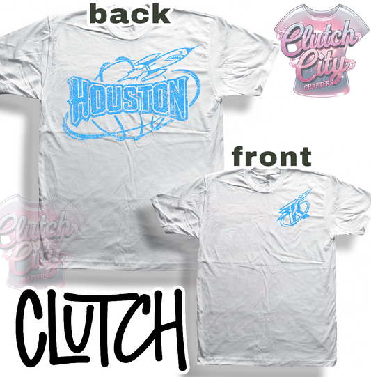 Rockets White Tee Blue ink