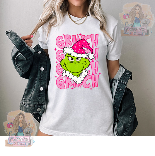 Pink Green guy White Tee