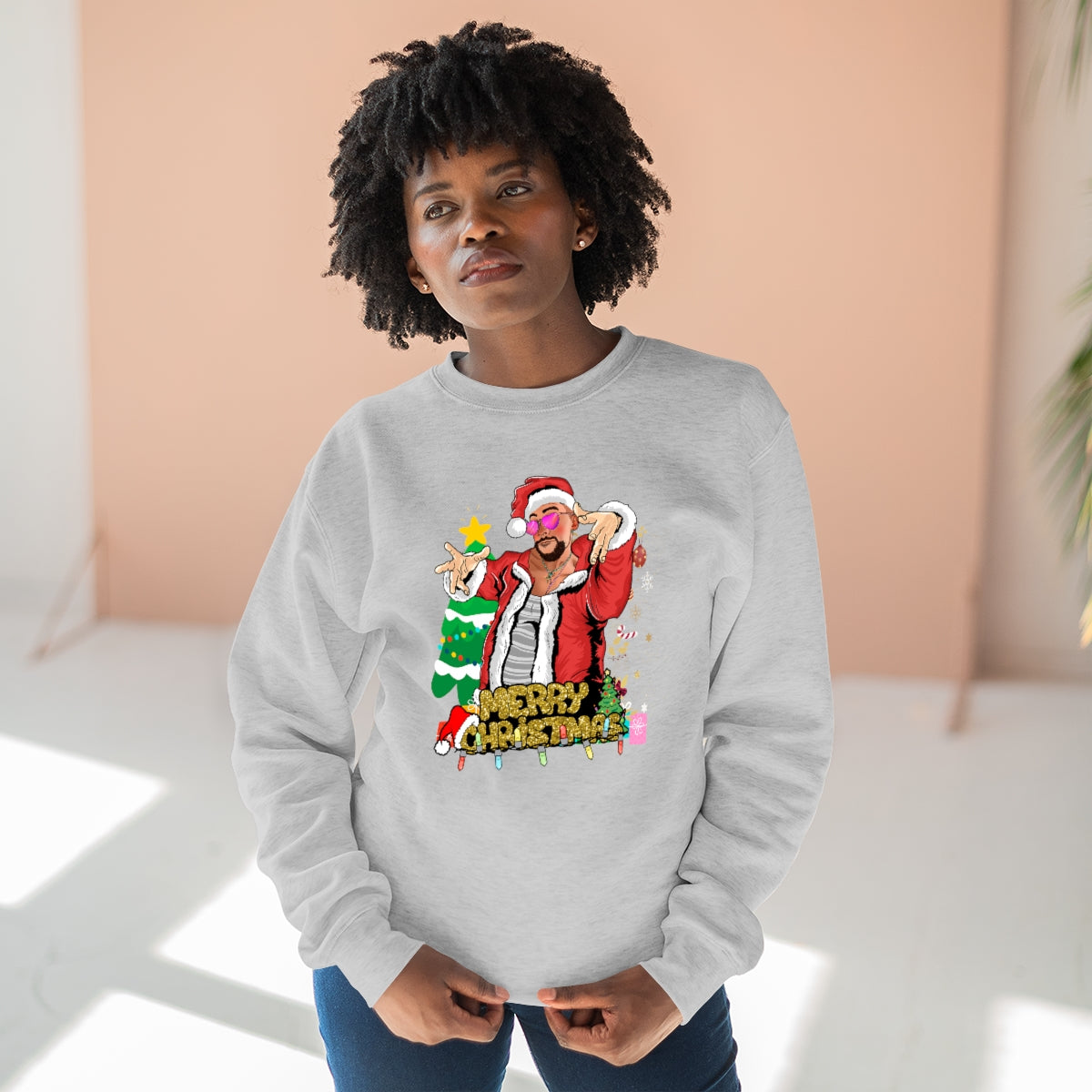 Pink Sunglasses Xmas bb- Unisex Premium Crewneck Sweatshirt