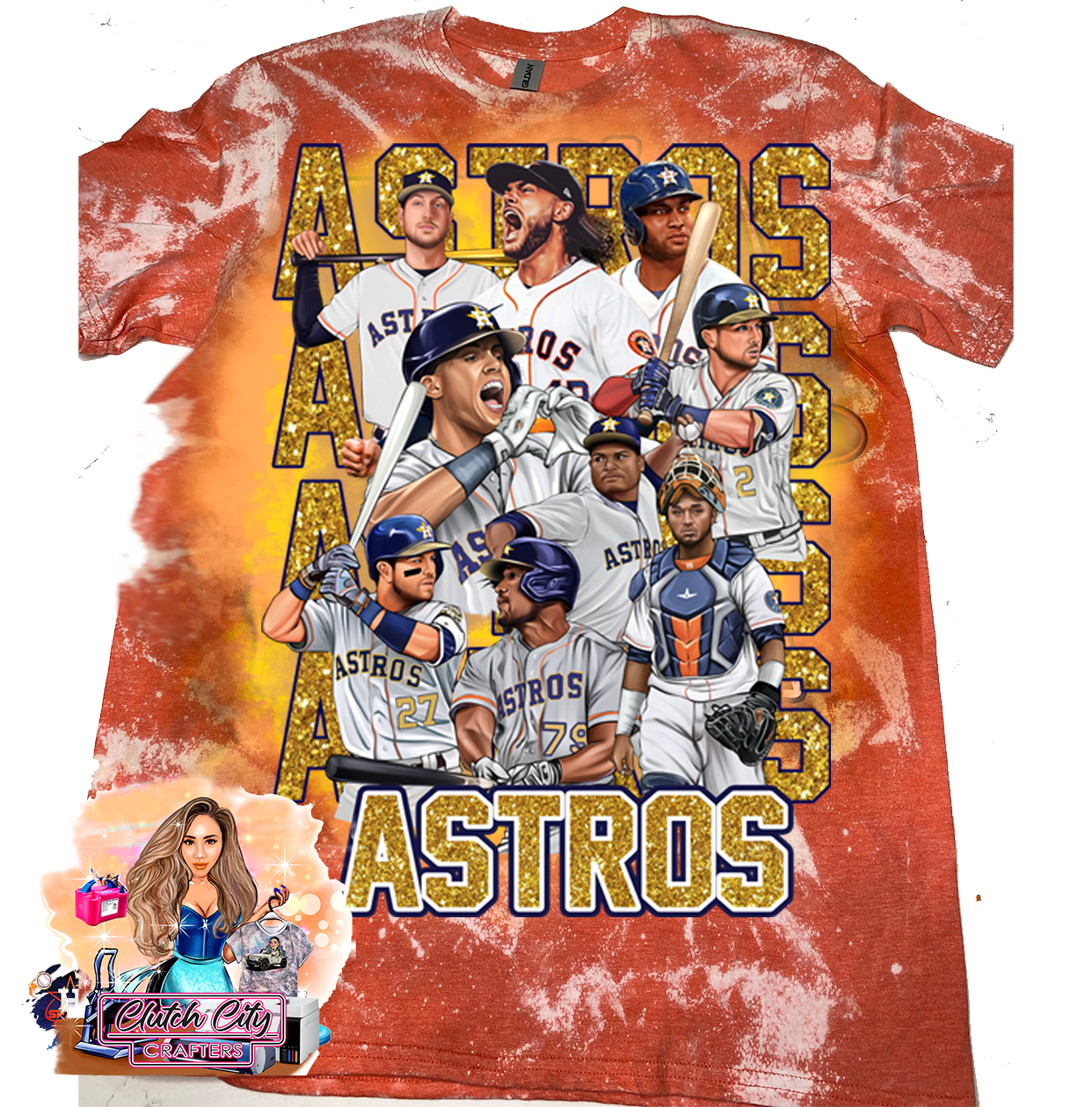 Astros Lineup Orange Bleached Tee 2023