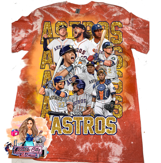 Astros Lineup Orange Bleached Tee 2023