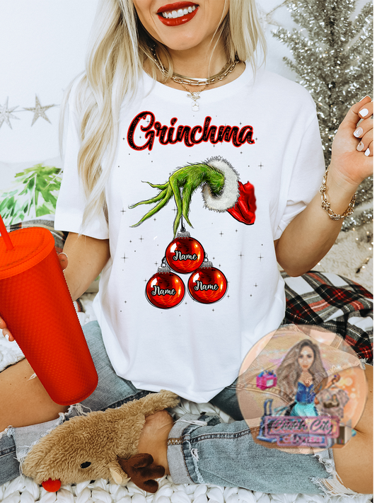 Grinchmas Mom/Gma Personalized White Tee