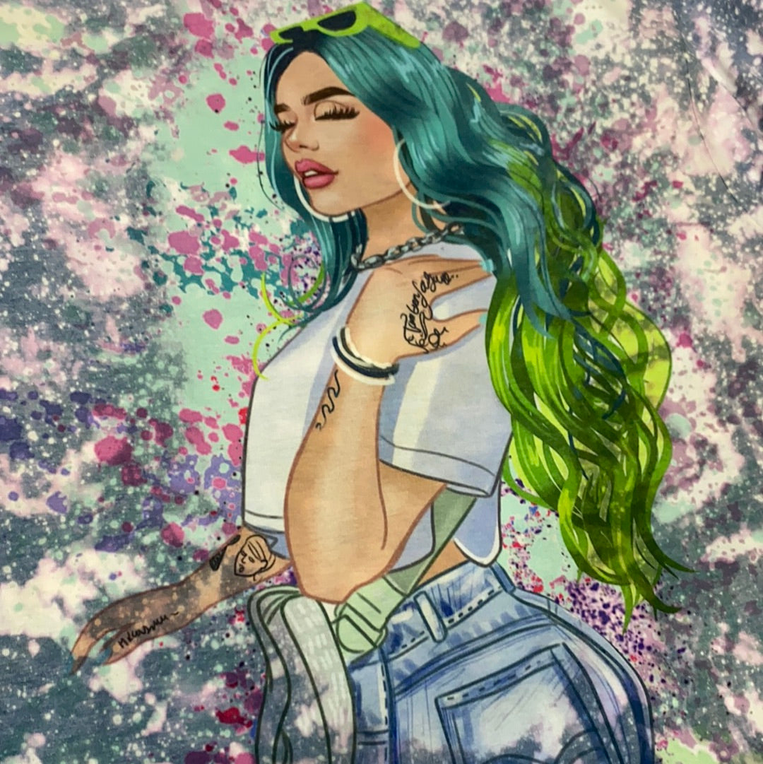 Karol G with Green Hair