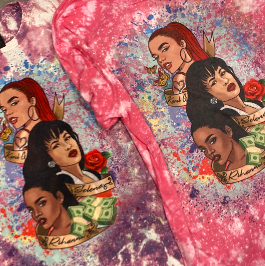 3 Divas-Karol G, Selena, Rihanna Bleached Tee