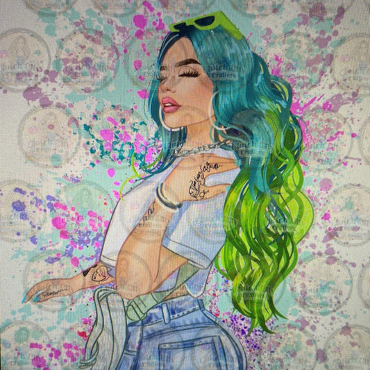 Karol with green Hair, paint splatter