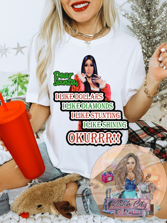 Okurrr! Cardi Xmas White Tee