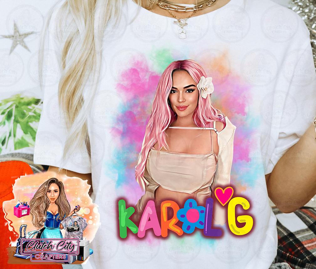 KarolG Pink Hair Original White Tee