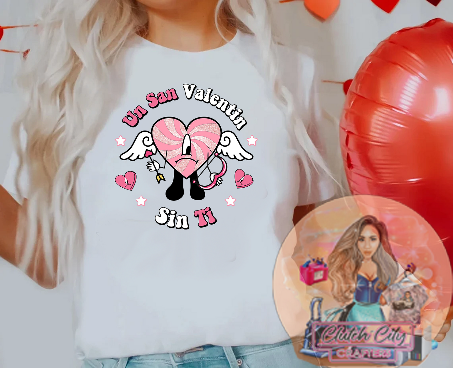 Swirl Heart V DAY White Tee